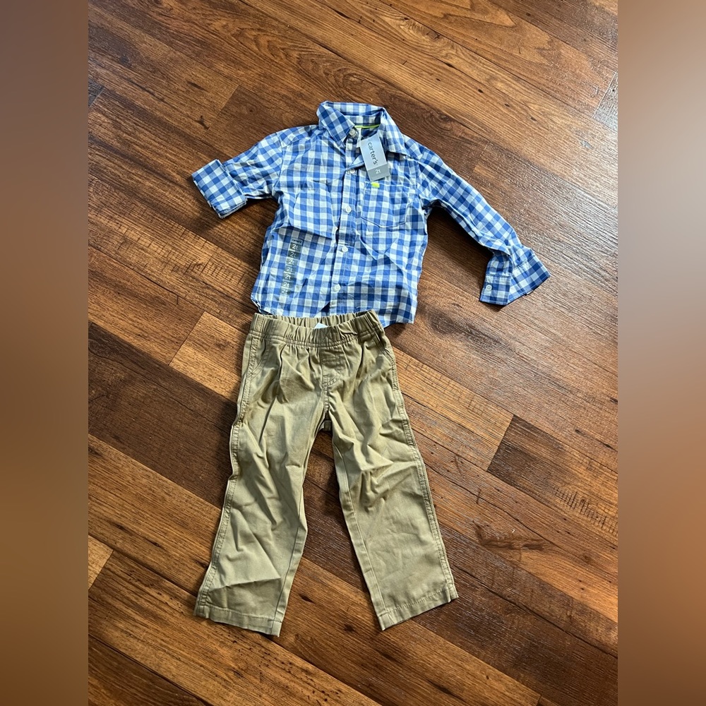 Carters Boys button-down with pants 2T